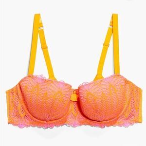 Savage Fenty Stranded In Lace Crochet Balconette Bra Orange cream size 36B nwt‎